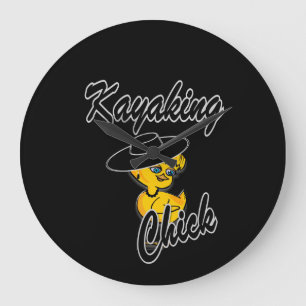 Kayaking Chick #4 Large Clock
