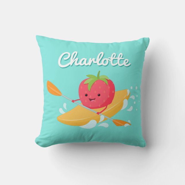 Kayaking Cute Strawberry Cushion (Front)