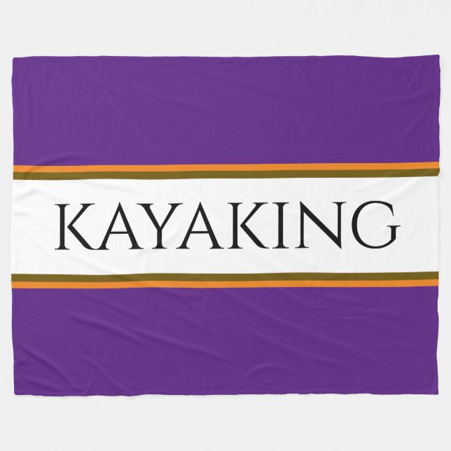 KAYAKING Fun Purple White Orange Racing Stripes Fleece Blanket (Front (Horizontal))