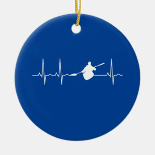 Kayaking Heartbeat Ceramic Tree Decoration
