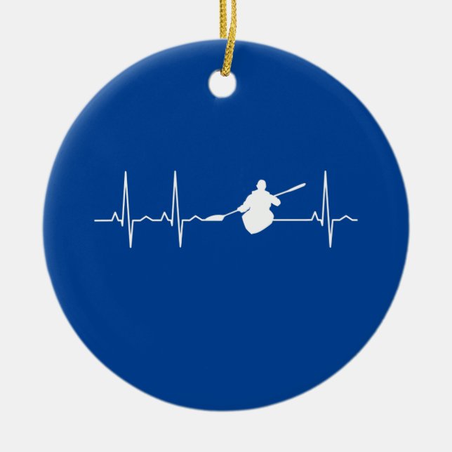 Kayaking Heartbeat Ceramic Tree Decoration (Front)