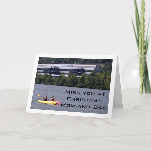 KAYAKING HUMOR AS I MISS PARENTS AT CHRISTMAS HOLIDAY CARD (Front)