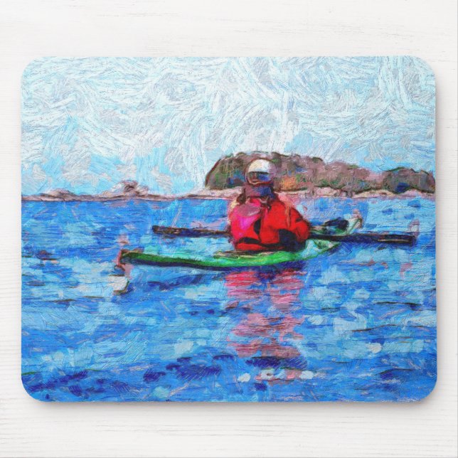 Kayaking in Alaska Barenoff Islands Painterly Mouse Mat (Front)