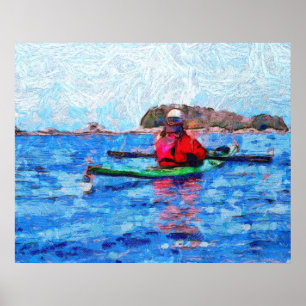 Kayaking in Alaska Barenoff Islands Painterly Poster