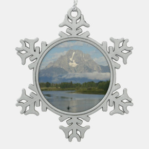 Kayaking in Grand Teton National Park Snowflake Pewter Christmas Ornament