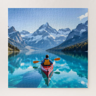 Kayaking in Mountains Beautiful Nature Jigsaw Puzzle