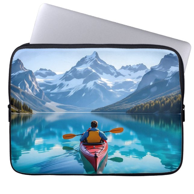  Kayaking in Mountains  Beautiful Nature Laptop Sleeve (Front)