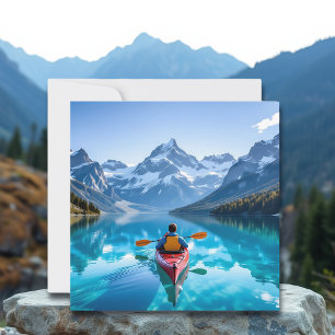 Kayaking in Mountains Blank Holiday Card