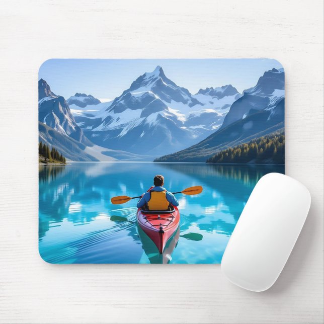  Kayaking in Mountains   Mouse Mat (With Mouse)