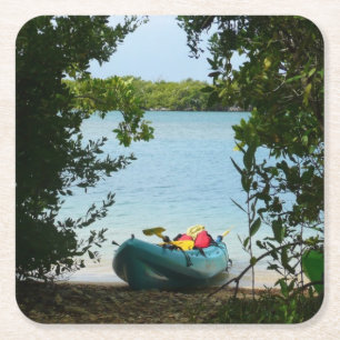 Kayaking in St. Thomas US Virgin Islands Square Paper Coaster