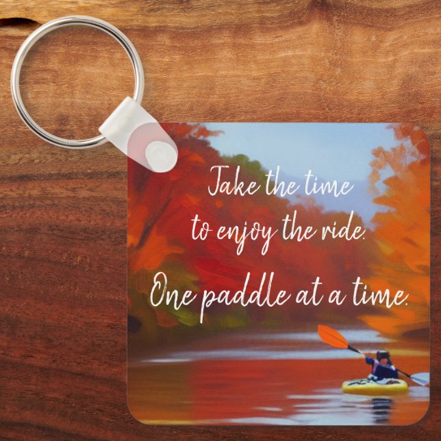 Kayaking in the Fall Personalised Keychain (Front)