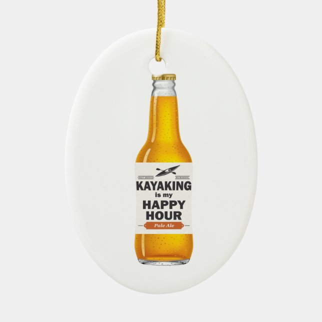 Kayaking Is My Happy Hour Ceramic Tree Decoration (Front)