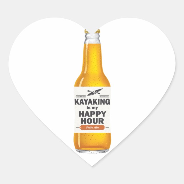 Kayaking Is My Happy Hour Heart Sticker (Front)