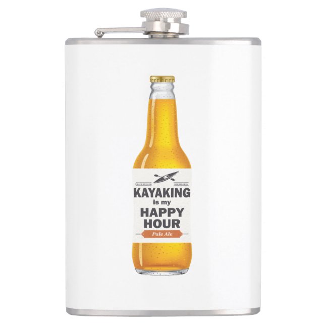 Kayaking Is My Happy Hour Hip Flask (Front)