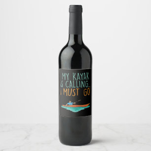 Kayaking Kayak Gift Wine Label