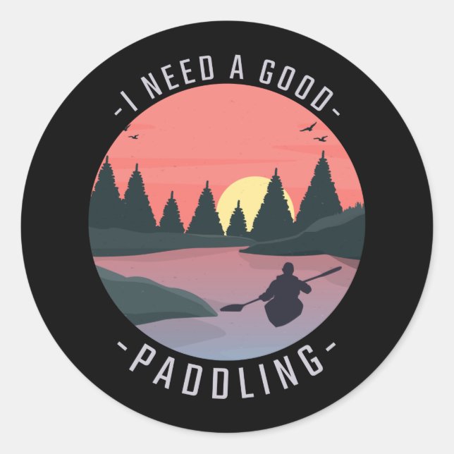 Kayaking Kayak Paddling Classic Round Sticker (Front)