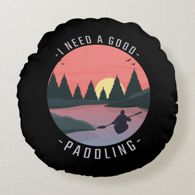Kayaking Kayak Paddling Round Cushion (Front)