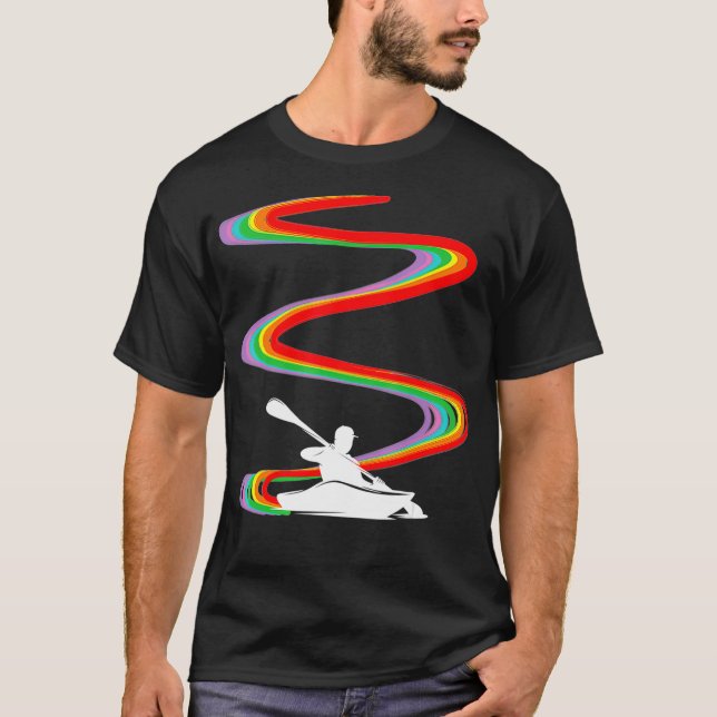 Kayaking Kayak Rainbow Pride _1 T-Shirt (Front)