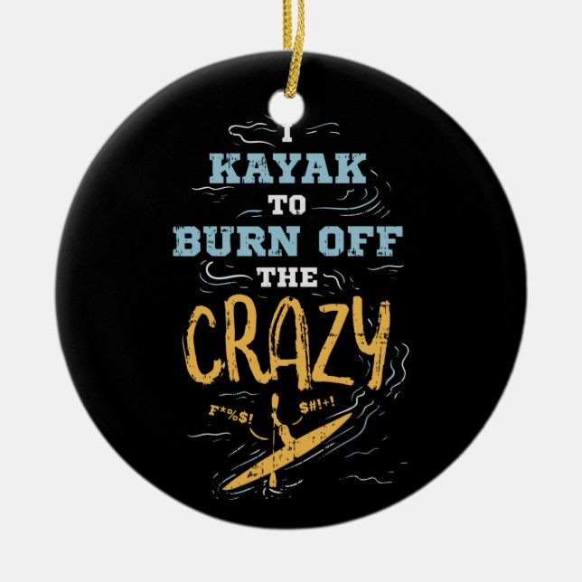 Kayaking Kayaker Ceramic Tree Decoration (Front)