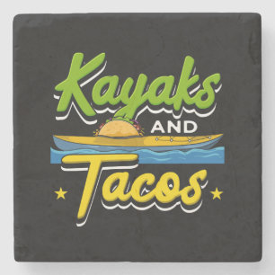 Kayaking - Kayaks and Tacos Funny Kayaking Stone Coaster