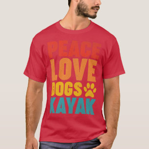 Kayaking Lover Retro Style Peach Love Dogs Kayak P T-Shirt