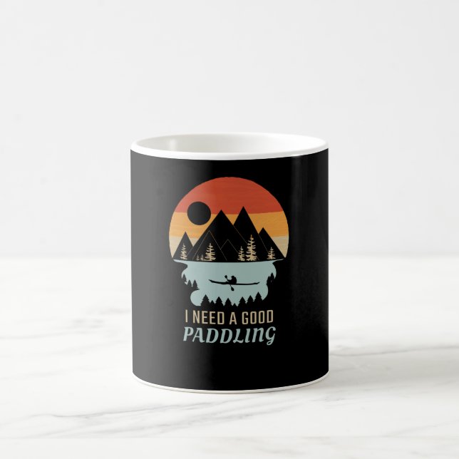 Kayaking Mountains Retro Coffee Mug (Center)