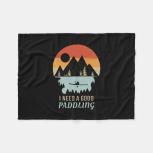 Kayaking Mountains Retro Fleece Blanket