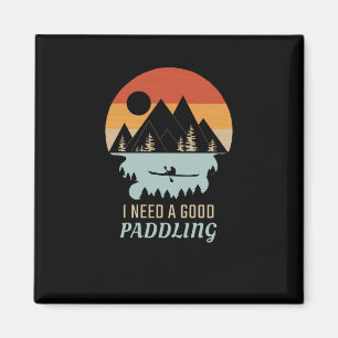 Kayaking Mountains Retro Magnet