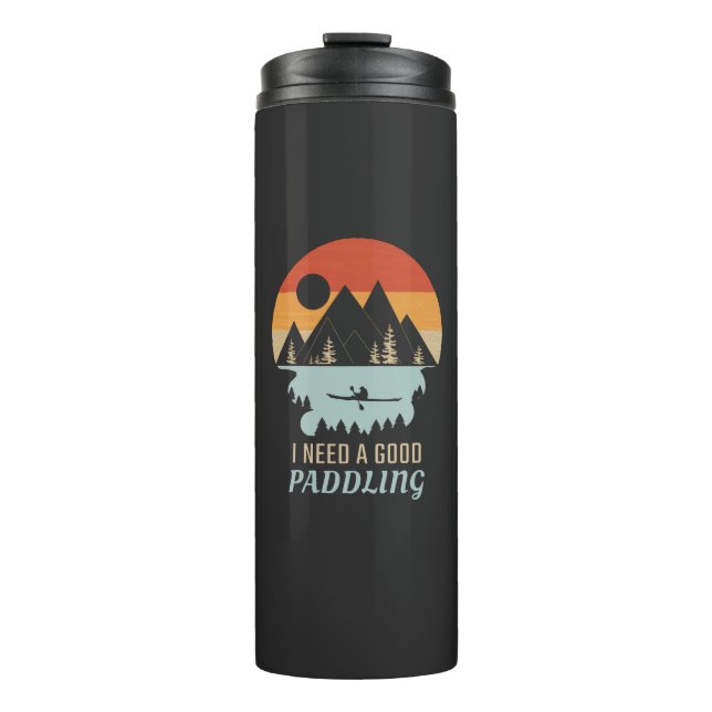 Kayaking Mountains Retro Thermal Tumbler (Front)