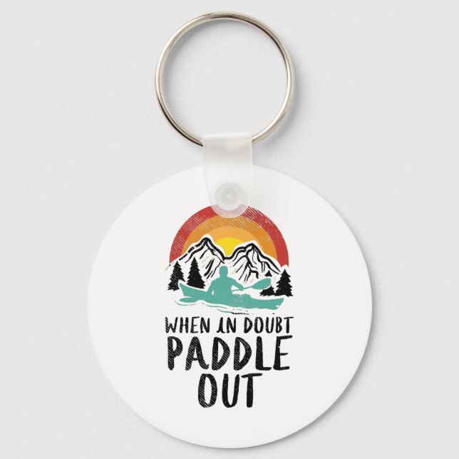 Kayaking Nature Retro Key Ring (Front)