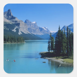 Kayaking on Maligne Lake at Spirit Island Square Sticker