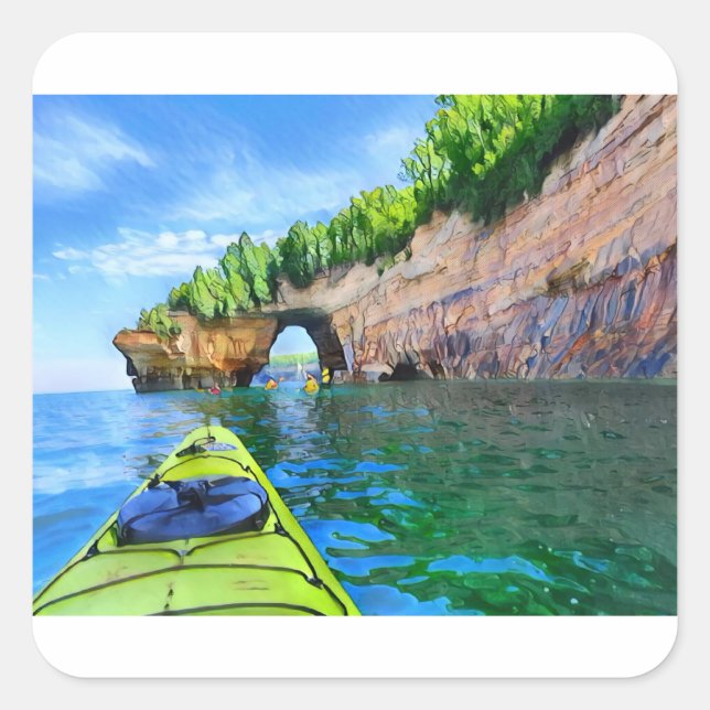  Kayaking On The Ocean Square Sticker (Front)