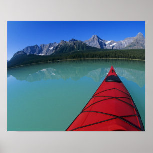 Kayaking on Waterfowl Lake below Howse Peak Poster