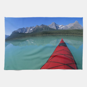 Kayaking on Waterfowl Lake below Howse Peak Tea Towel