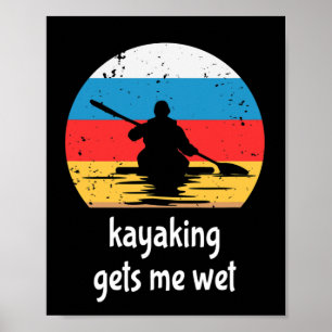 Kayaking Paddling Boating Retro Vintage Kayak Poster