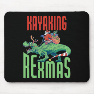 Kayaking Rexmas T-rex Dinosaur Christmas Holiday K Mouse Mat