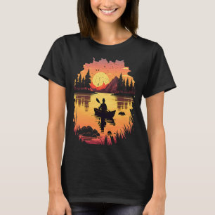 Kayaking River Camper River Boating In Sunset 1 T-Shirt