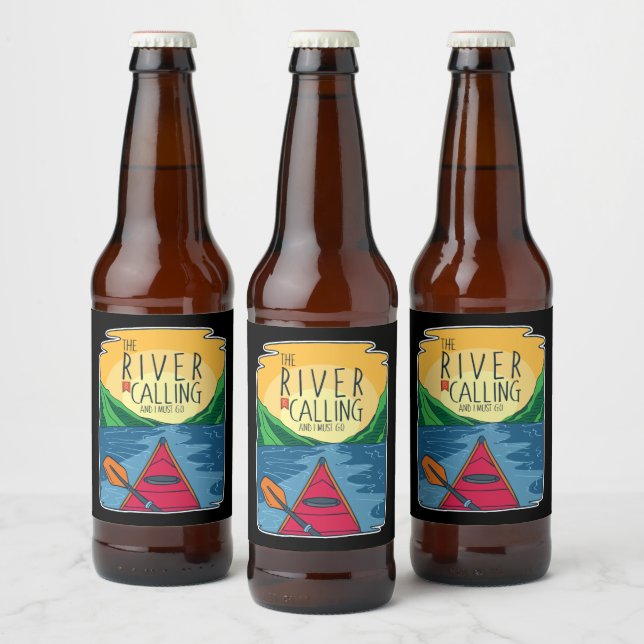 Kayaking - River Is Calling And I Must Go Beer Bottle Label (Bottles)