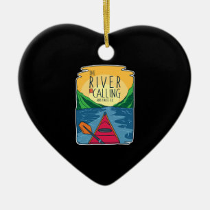 Kayaking - River Is Calling And I Must Go Ceramic Tree Decoration