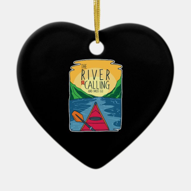 Kayaking - River Is Calling And I Must Go Ceramic Tree Decoration (Front)