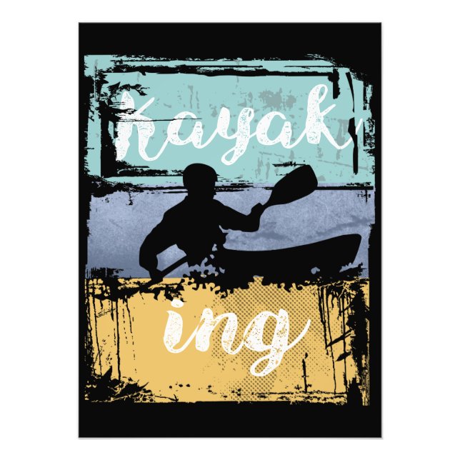 Kayaking Tee - Vintage Retro Kayak Photo Print (Front)