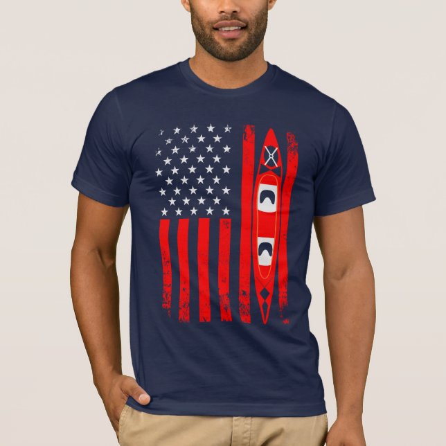 Kayaking US Flag T-Shirt (Front)
