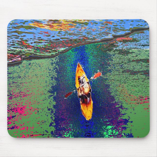 Kayaking Water Sports Artwork Mouse Mat (Front)