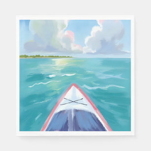 Kayaking Watercolor Painting Lake Napkin
