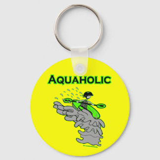 Kayaking Whitewater Silhouette Key Ring