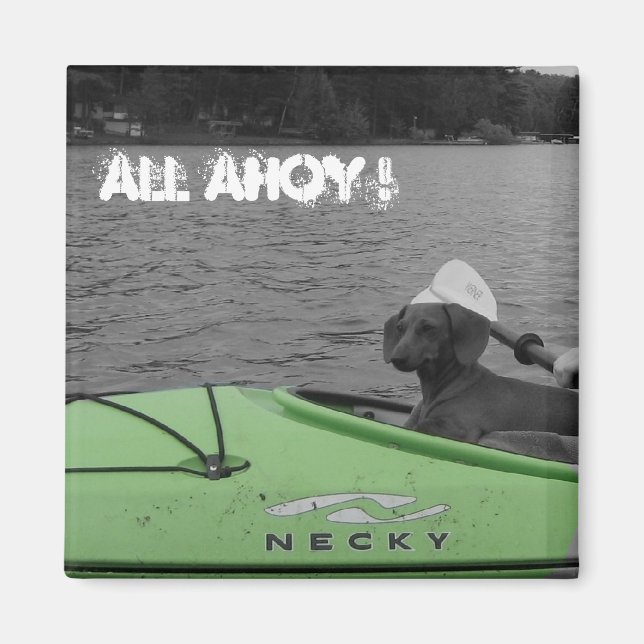 Kayaking Wiener Dog Magnet (Front)