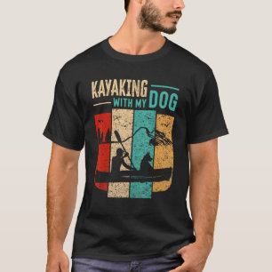 Kayaking With Dog  Retro Vintage Canoe Outdoor Kay T-Shirt