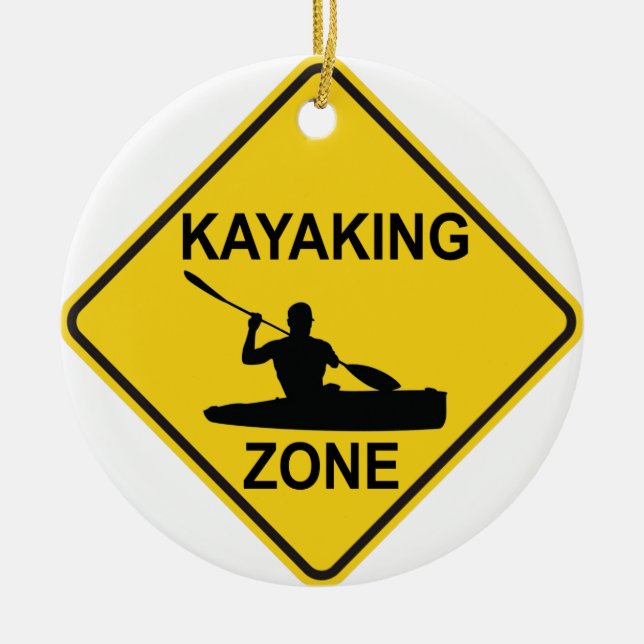 Kayaking Zone Ceramic Tree Decoration (Front)