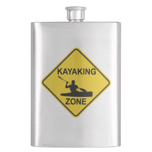 Kayaking Zone Road Sign Hip Flask
