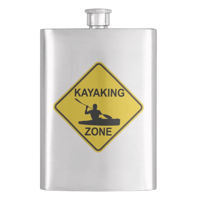 Kayaking Zone Road Sign Hip Flask (Front)